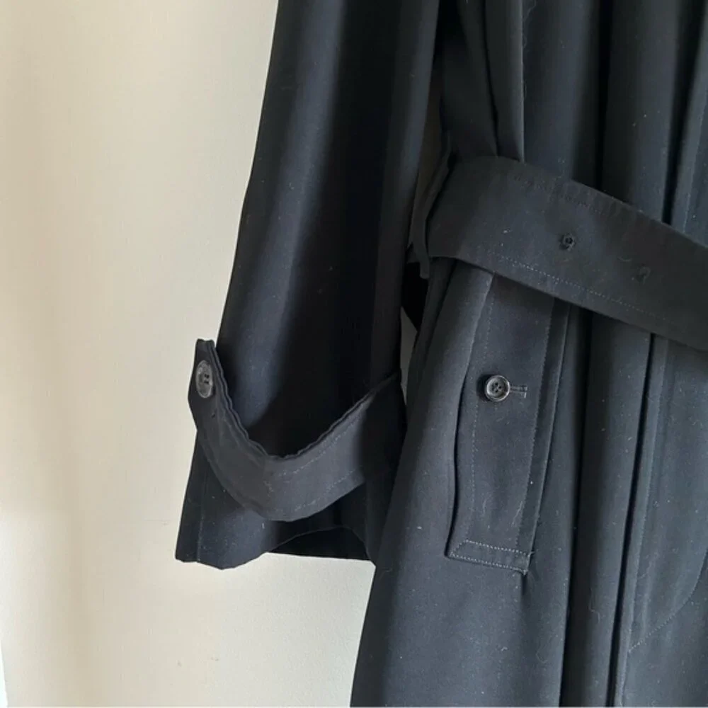 Burberry Vintage Men Black Lawrence Trench Coat with Removable Wool Vest Size 46 - Picture 5 of 16